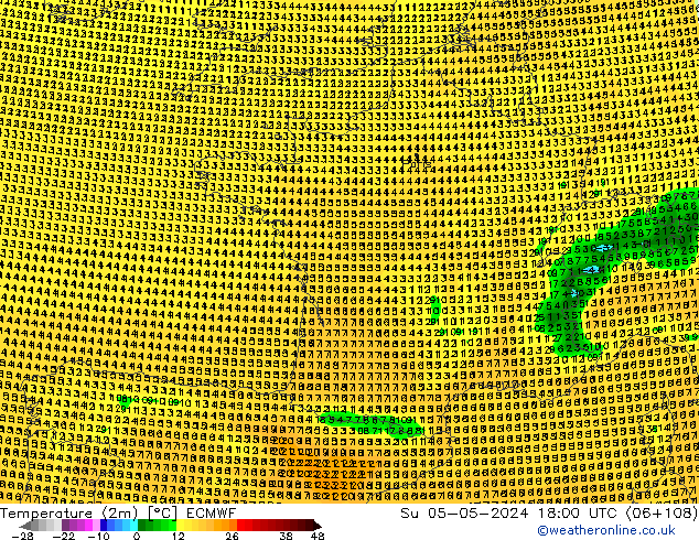 Temperatura (2m) ECMWF Dom 05.05.2024 18 UTC