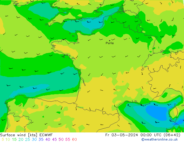 Bodenwind ECMWF Fr 03.05.2024 00 UTC