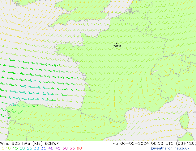 Wind 925 hPa ECMWF ma 06.05.2024 06 UTC