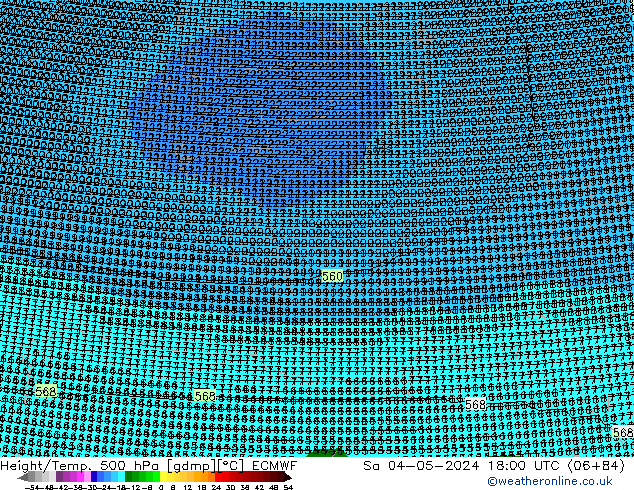 Height/Temp. 500 hPa ECMWF Sa 04.05.2024 18 UTC