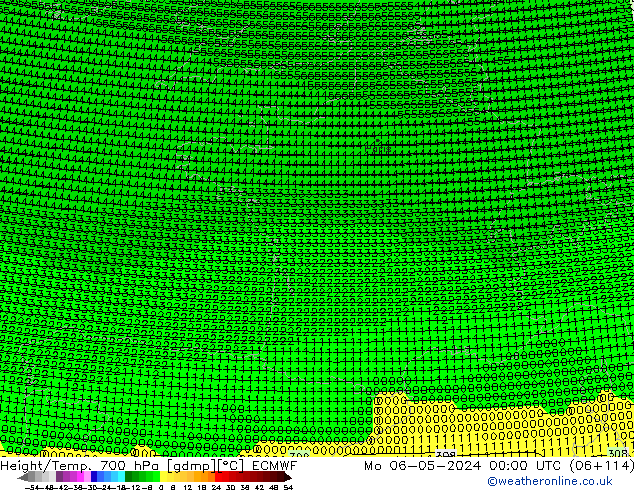 Geop./Temp. 700 hPa ECMWF lun 06.05.2024 00 UTC