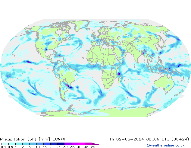 Totale neerslag (6h) ECMWF do 02.05.2024 06 UTC