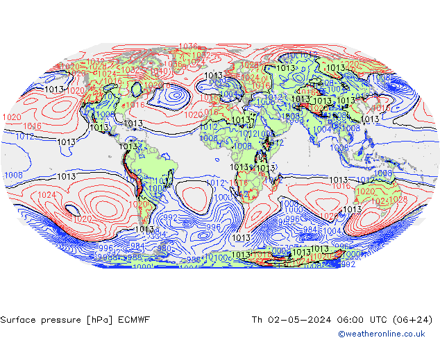 pressão do solo ECMWF Qui 02.05.2024 06 UTC