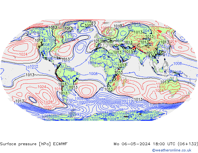 pressão do solo ECMWF Seg 06.05.2024 18 UTC