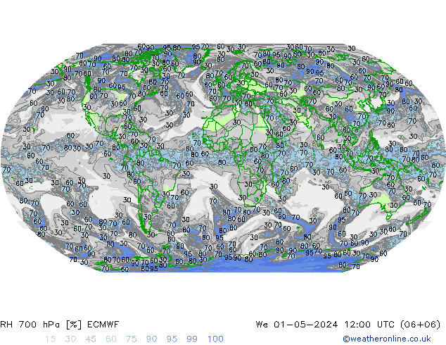 RH 700 hPa ECMWF Mi 01.05.2024 12 UTC