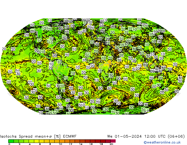 Isotachen Spread ECMWF Mi 01.05.2024 12 UTC