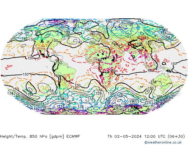 Height/Temp. 850 hPa ECMWF  02.05.2024 12 UTC