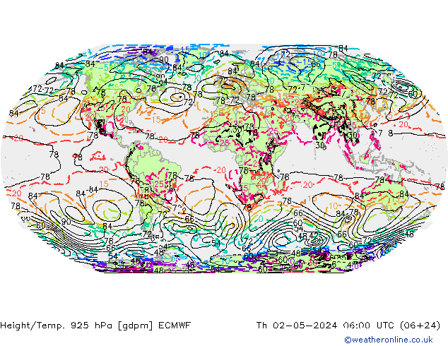 Height/Temp. 925 hPa ECMWF Qui 02.05.2024 06 UTC