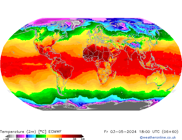 Temperatura (2m) ECMWF Sex 03.05.2024 18 UTC