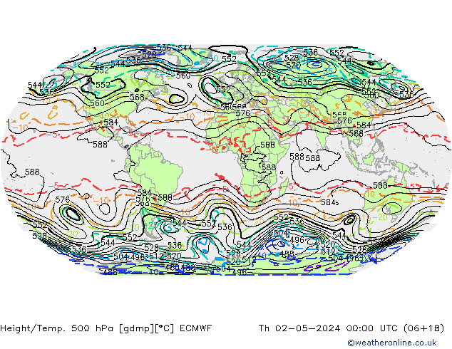 Yükseklik/Sıc. 500 hPa ECMWF Per 02.05.2024 00 UTC