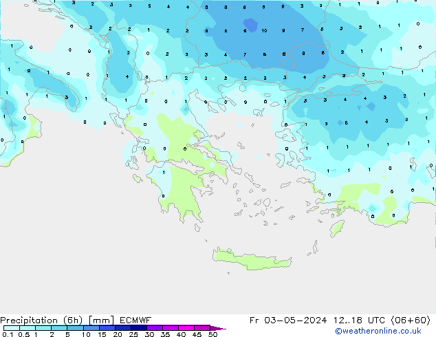 Totale neerslag (6h) ECMWF vr 03.05.2024 18 UTC