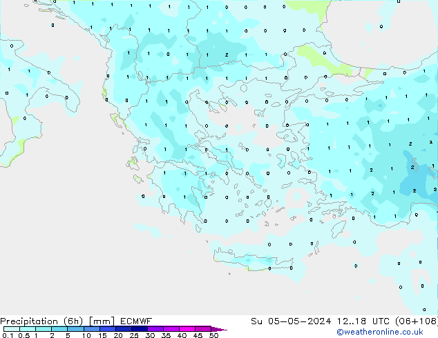 Précipitation (6h) ECMWF dim 05.05.2024 18 UTC