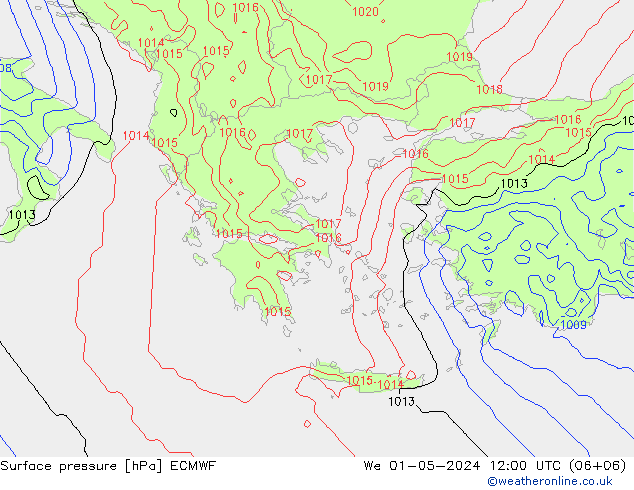 Yer basıncı ECMWF Çar 01.05.2024 12 UTC