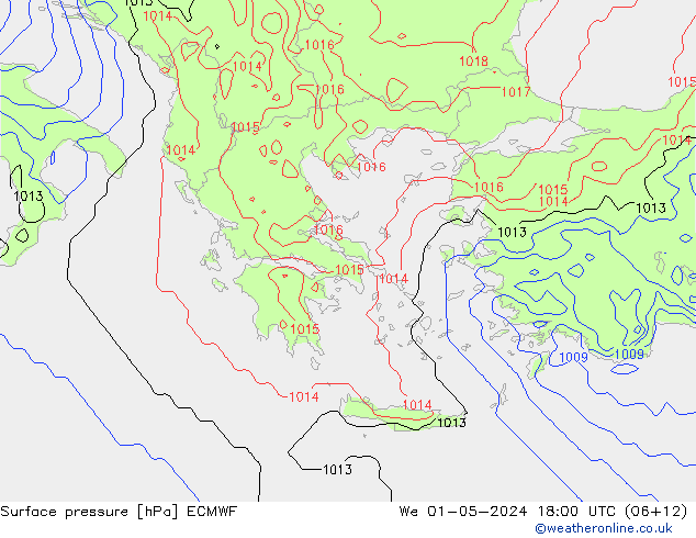 Atmosférický tlak ECMWF St 01.05.2024 18 UTC