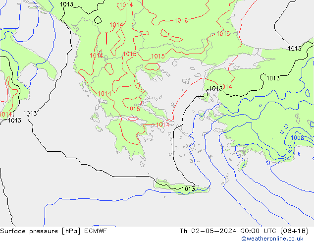 Presión superficial ECMWF jue 02.05.2024 00 UTC