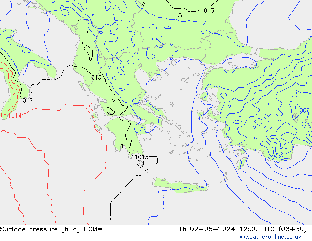 Surface pressure ECMWF Th 02.05.2024 12 UTC