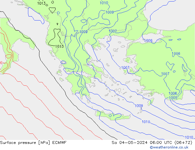 Pressione al suolo ECMWF sab 04.05.2024 06 UTC