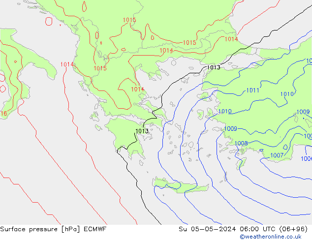 Pressione al suolo ECMWF dom 05.05.2024 06 UTC