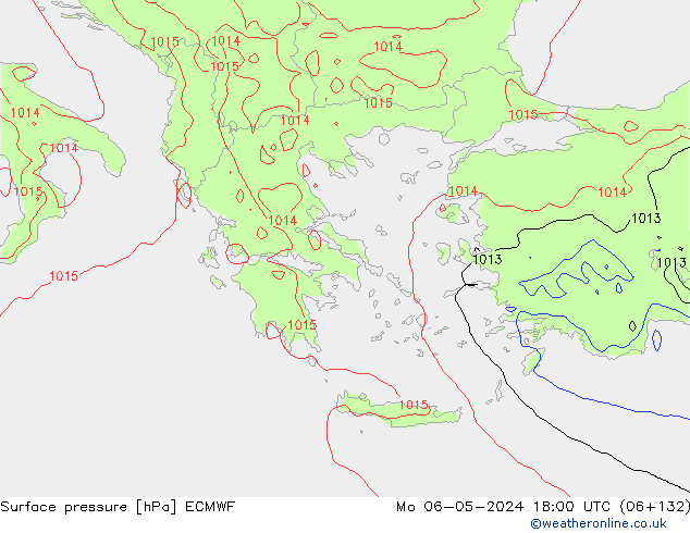 Atmosférický tlak ECMWF Po 06.05.2024 18 UTC