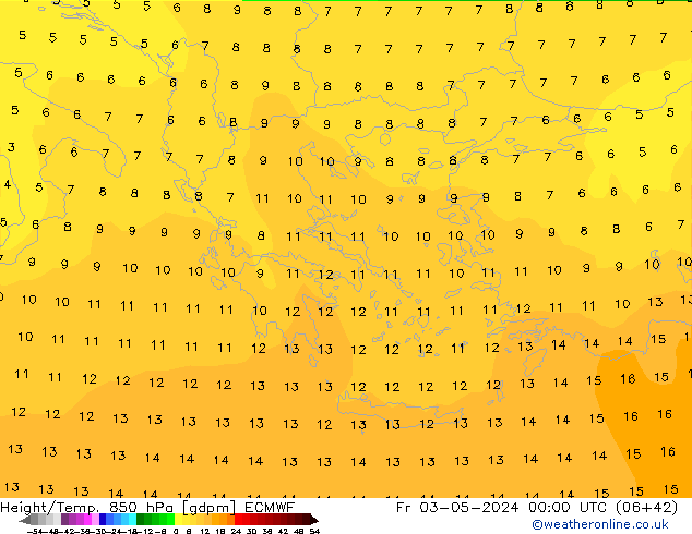 Height/Temp. 850 hPa ECMWF pt. 03.05.2024 00 UTC