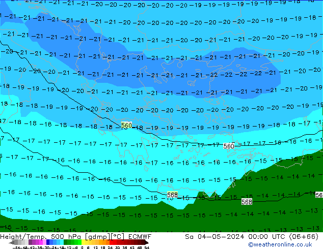 Height/Temp. 500 hPa ECMWF So 04.05.2024 00 UTC