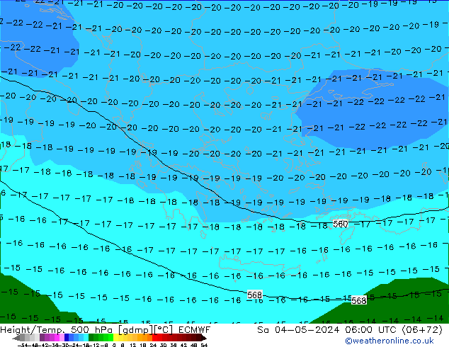 Height/Temp. 500 hPa ECMWF Sa 04.05.2024 06 UTC