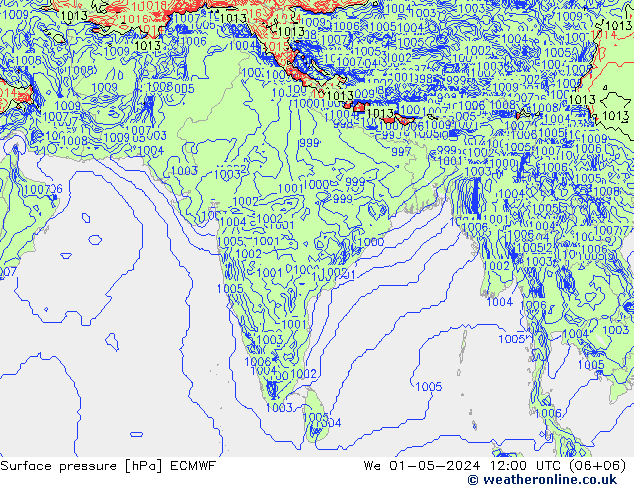 Atmosférický tlak ECMWF St 01.05.2024 12 UTC