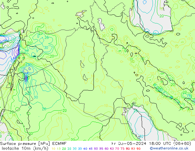 Isotachs (kph) ECMWF Fr 03.05.2024 18 UTC