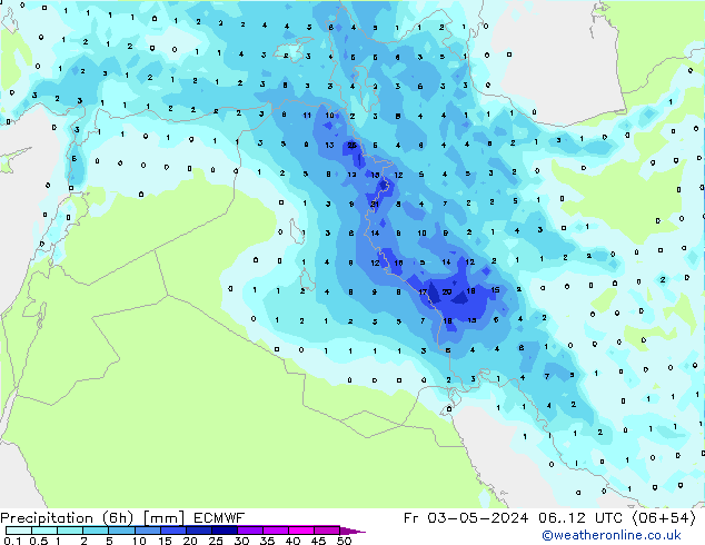 Yağış (6h) ECMWF Cu 03.05.2024 12 UTC