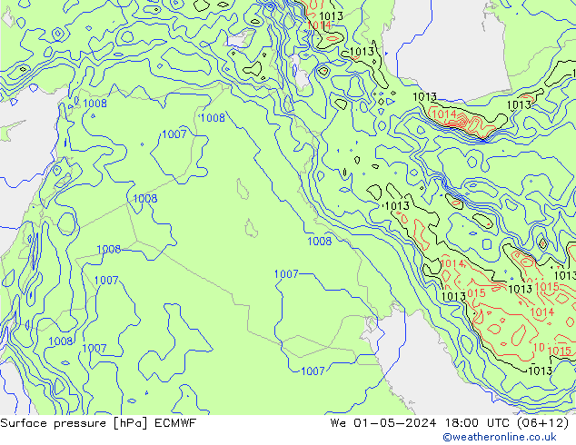 Surface pressure ECMWF We 01.05.2024 18 UTC