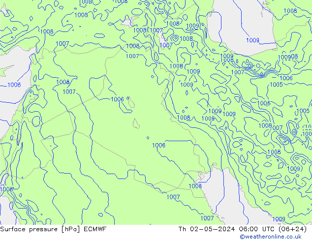 Surface pressure ECMWF Th 02.05.2024 06 UTC