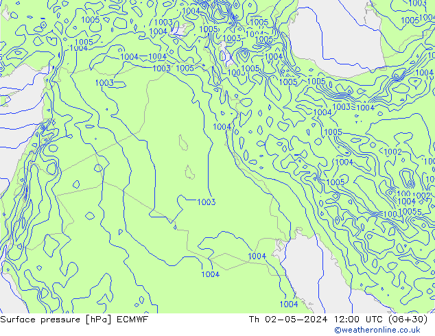 pressão do solo ECMWF Qui 02.05.2024 12 UTC