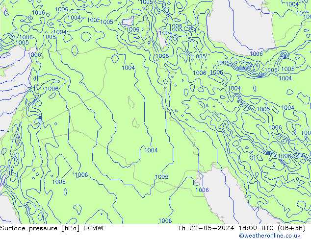 Surface pressure ECMWF Th 02.05.2024 18 UTC