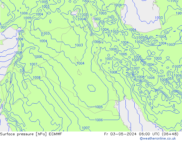 Pressione al suolo ECMWF ven 03.05.2024 06 UTC