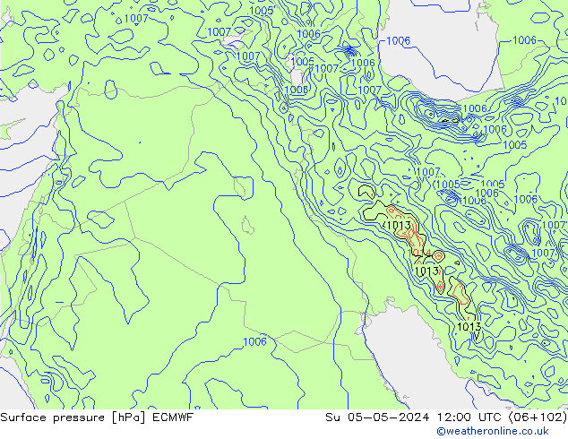 Atmosférický tlak ECMWF Ne 05.05.2024 12 UTC