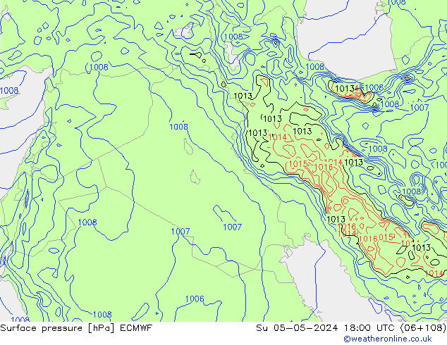 Atmosférický tlak ECMWF Ne 05.05.2024 18 UTC