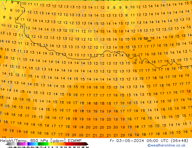 Height/Temp. 850 hPa ECMWF Sex 03.05.2024 06 UTC