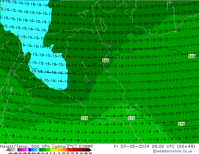 Height/Temp. 500 hPa ECMWF pt. 03.05.2024 06 UTC