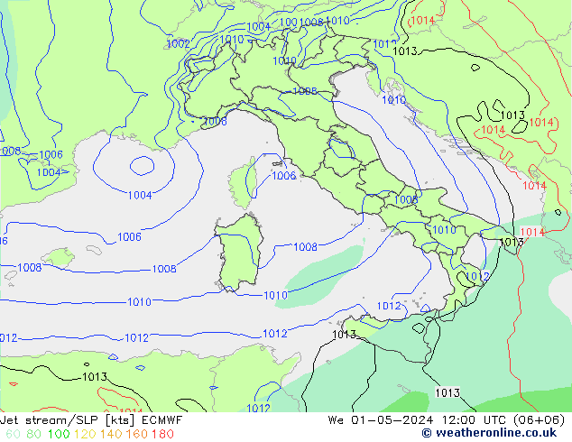 Corrente a getto ECMWF mer 01.05.2024 12 UTC