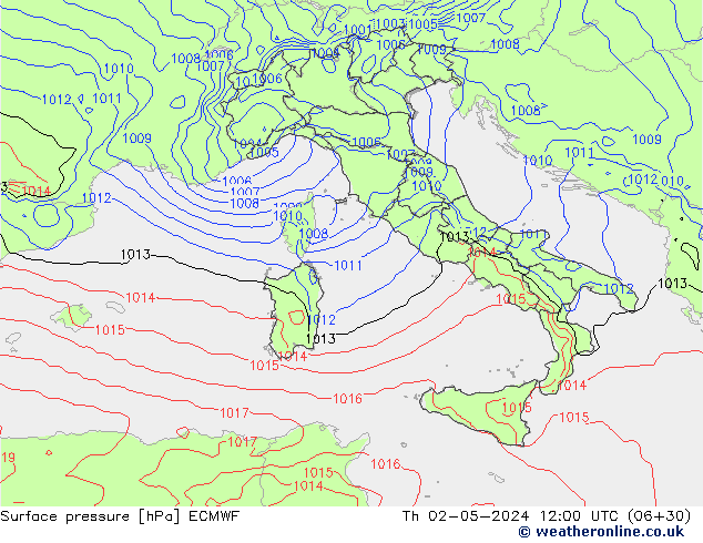 ciśnienie ECMWF czw. 02.05.2024 12 UTC