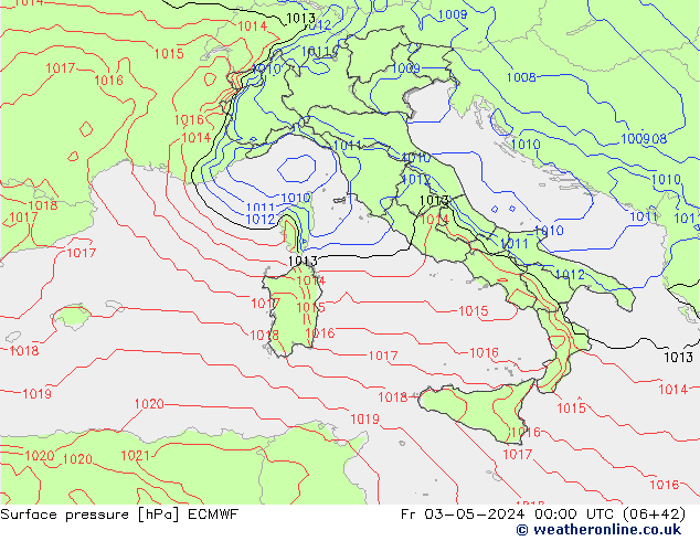 Presión superficial ECMWF vie 03.05.2024 00 UTC