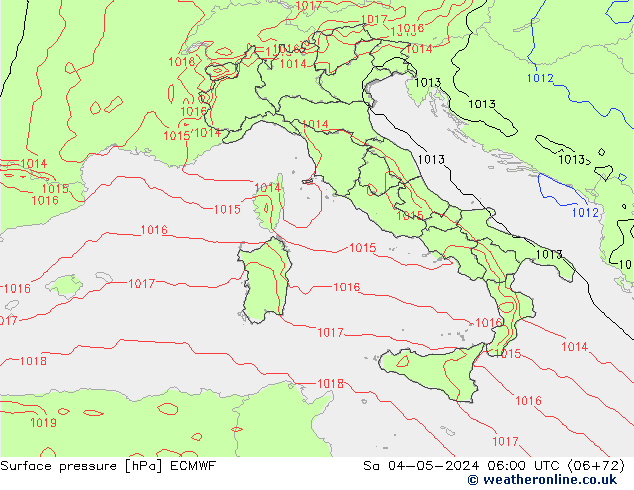 Pressione al suolo ECMWF sab 04.05.2024 06 UTC