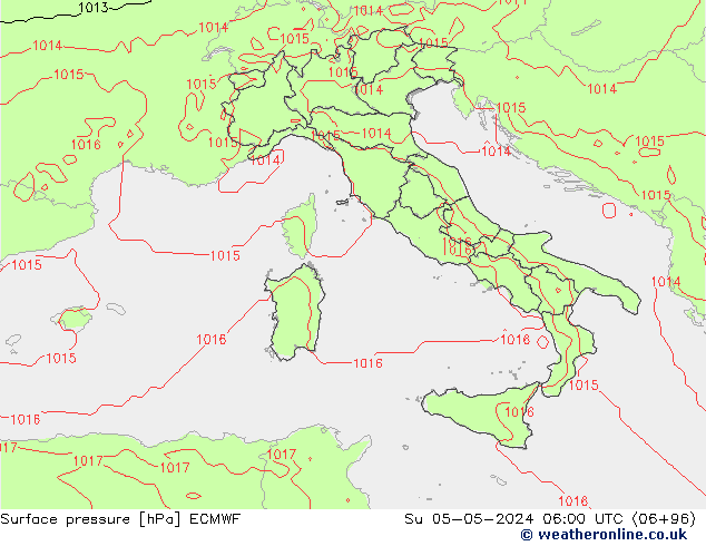 Surface pressure ECMWF Su 05.05.2024 06 UTC