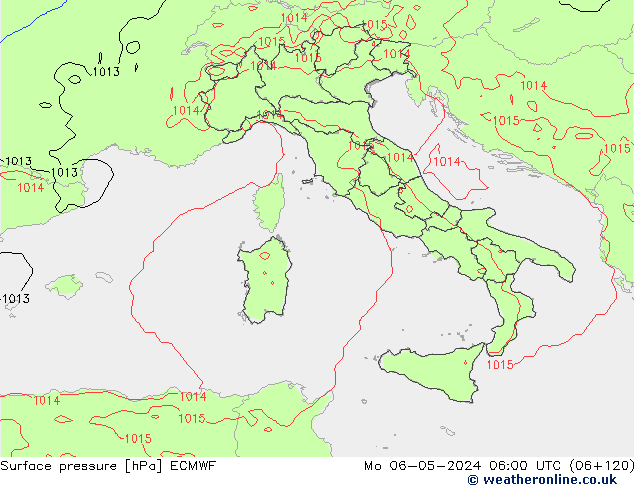 Pressione al suolo ECMWF lun 06.05.2024 06 UTC