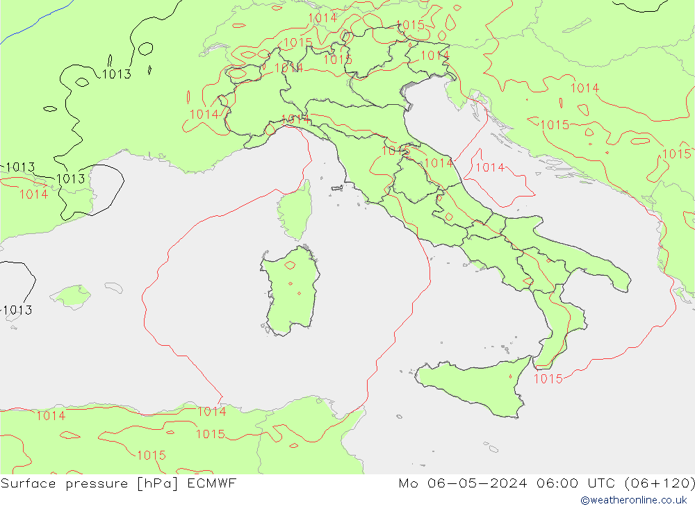 Pressione al suolo ECMWF lun 06.05.2024 06 UTC