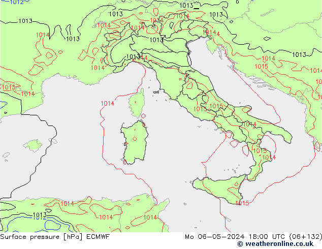 Atmosférický tlak ECMWF Po 06.05.2024 18 UTC