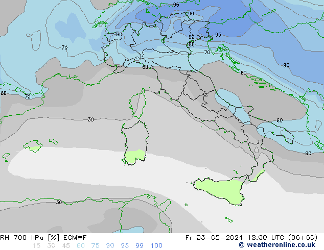 RH 700 hPa ECMWF Fr 03.05.2024 18 UTC