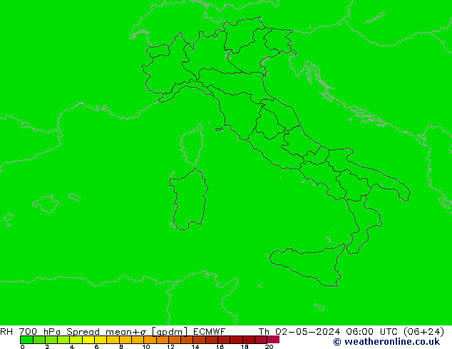 RH 700 hPa Spread ECMWF Th 02.05.2024 06 UTC