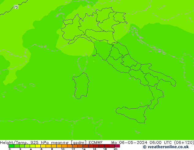 Height/Temp. 925 hPa ECMWF lun 06.05.2024 06 UTC