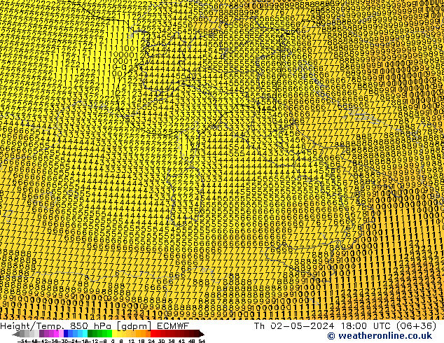 Height/Temp. 850 hPa ECMWF gio 02.05.2024 18 UTC